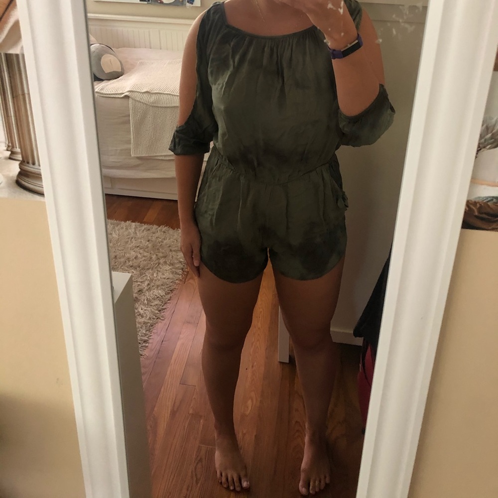 American Rag Green Romper with Open Sleeves